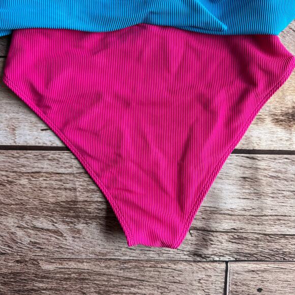 Beach Riot Swimsuit One Piece Carlie Retro Brights Colorblock XS Beach Vacation - Picture 6 of 9